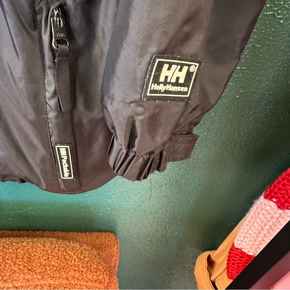 Helly Hansen Packable Black Jacket with Blue Hood - image 3